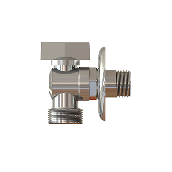 Кран шаровой латунный угловой для стиральных машин с розеткой ELSEN 3/4" — 1/2", ручка - бабочка