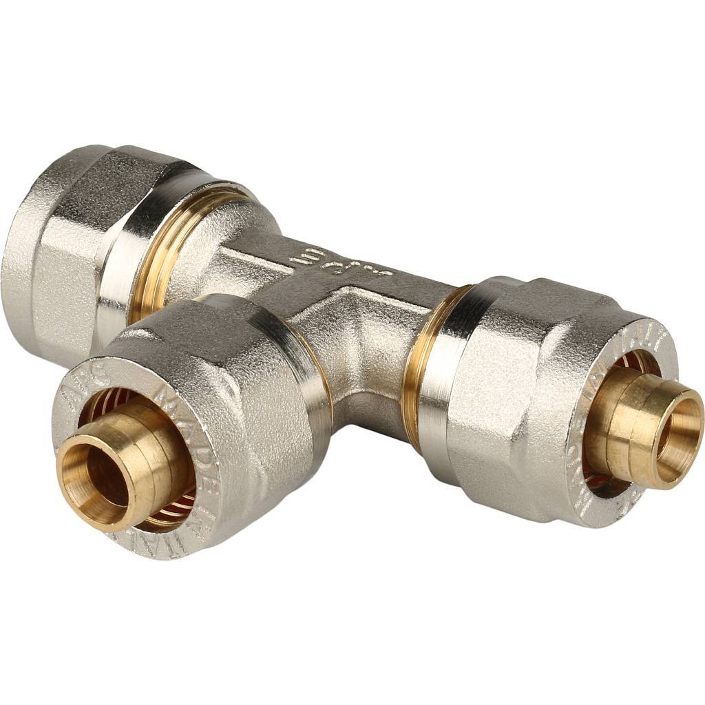 Тройник STOUT 20х16х16 переходной для металлопластиковых труб (винтовой)