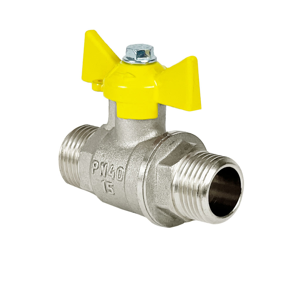 Кран шаровой VALFEX Ду20 НР/НР Ру40 для газа полнопроходной (никелированный, бабочка)