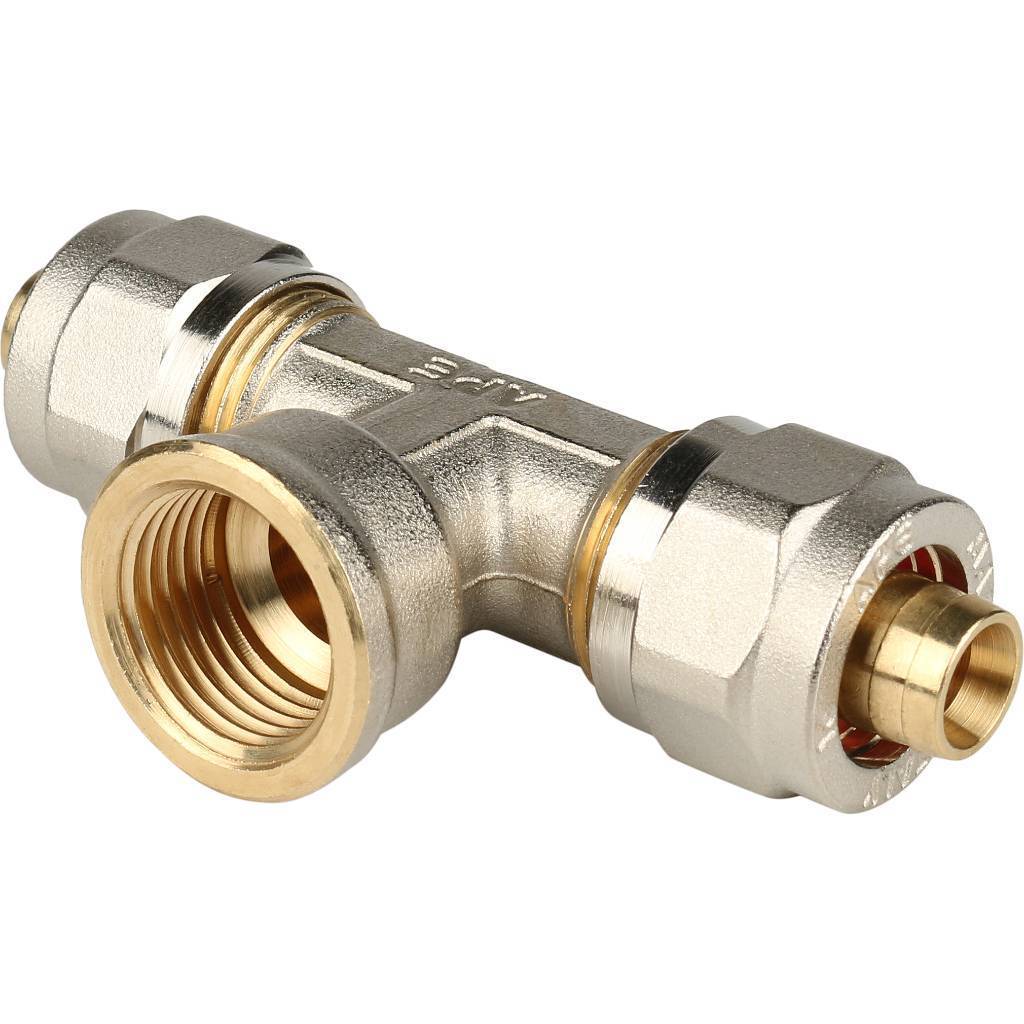 Тройник-переходник STOUT 1/2"х16 с внутренней резьбой для металлопластиковых труб (винтовой)