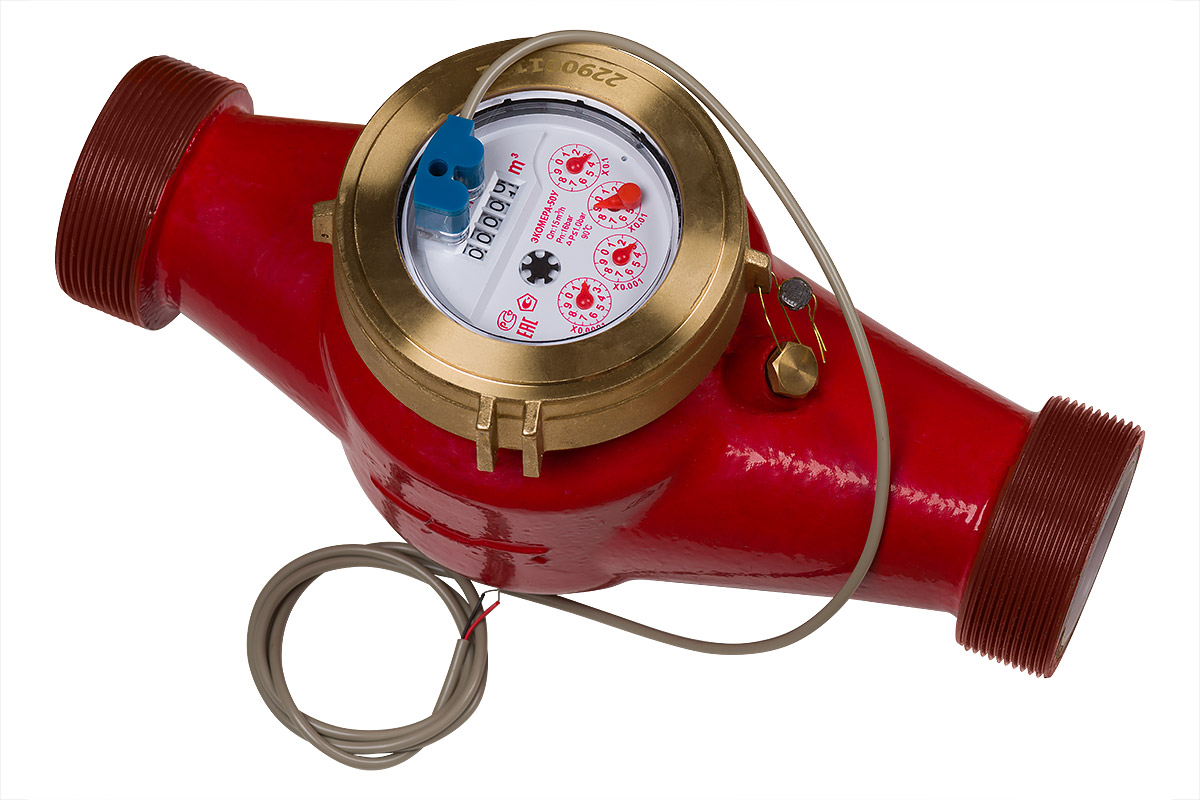 Счетчик воды универсальный ЭКОМЕРА Ду50 Ру16 90°С L=300мм резьба крыльчатый, многоструйный