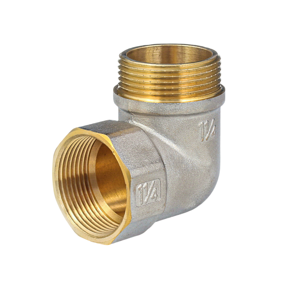 Угольник Aquasfera 9006 Ду32 (1 1/4") ВР/НР с ребордой ГОСТ 32585-2013