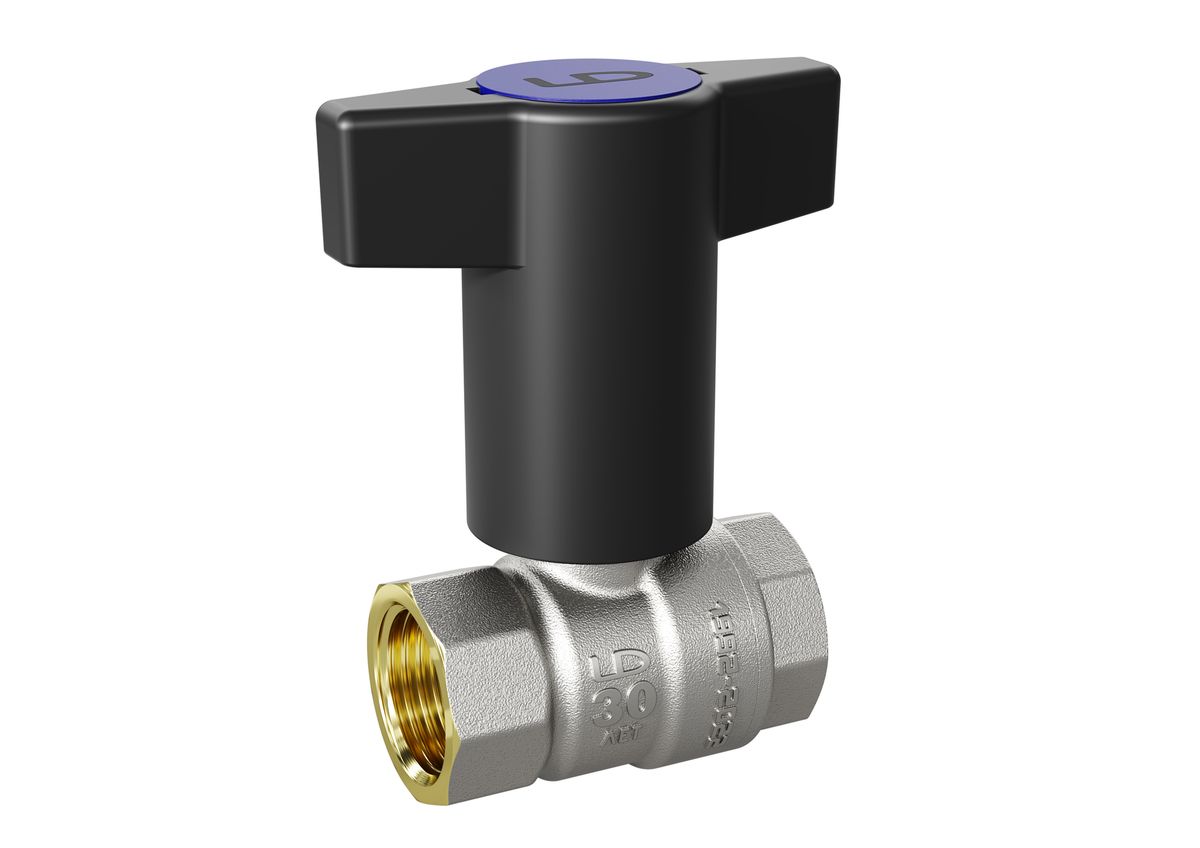 Кран шаровой LD Pride Ду15 Ру40 ВР (с Т-рукояткой синей) никель