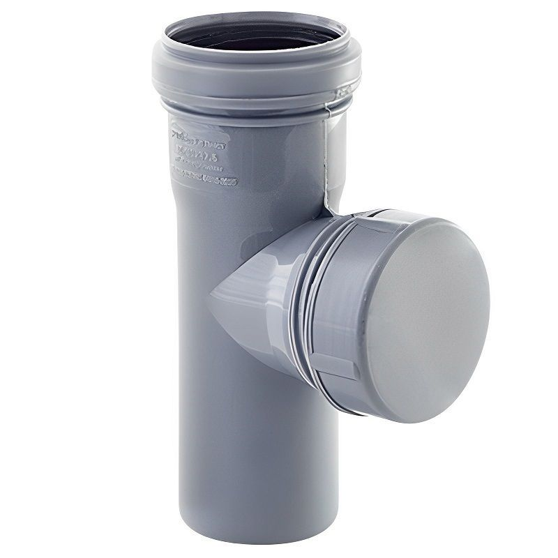 Ревизия РосТурПласт PP-H Дн50 с крышкой для внутренней канализации (серый)