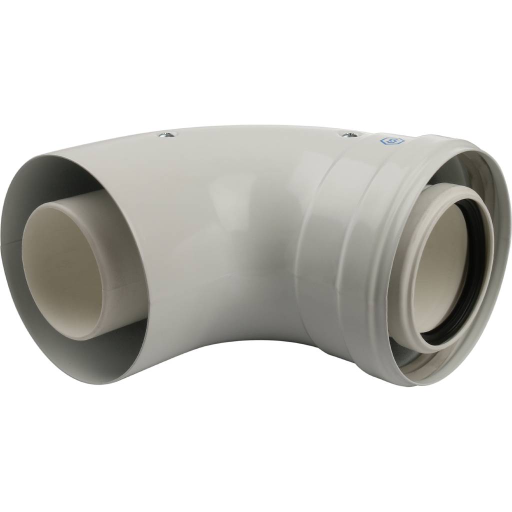 Угол STOUT 90° DN60/100 м/п конденсац. с инспекционным окном PP-FE