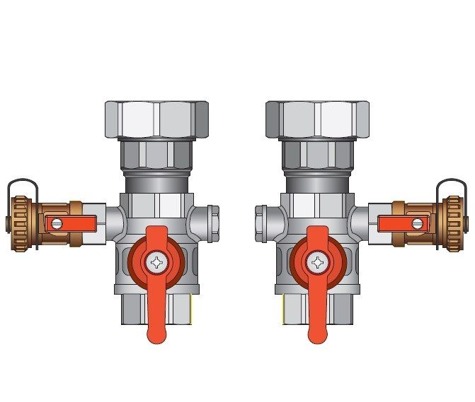 Комплект отсечной арматуры Meibes для подключения котельного контура к распределительной гребенке