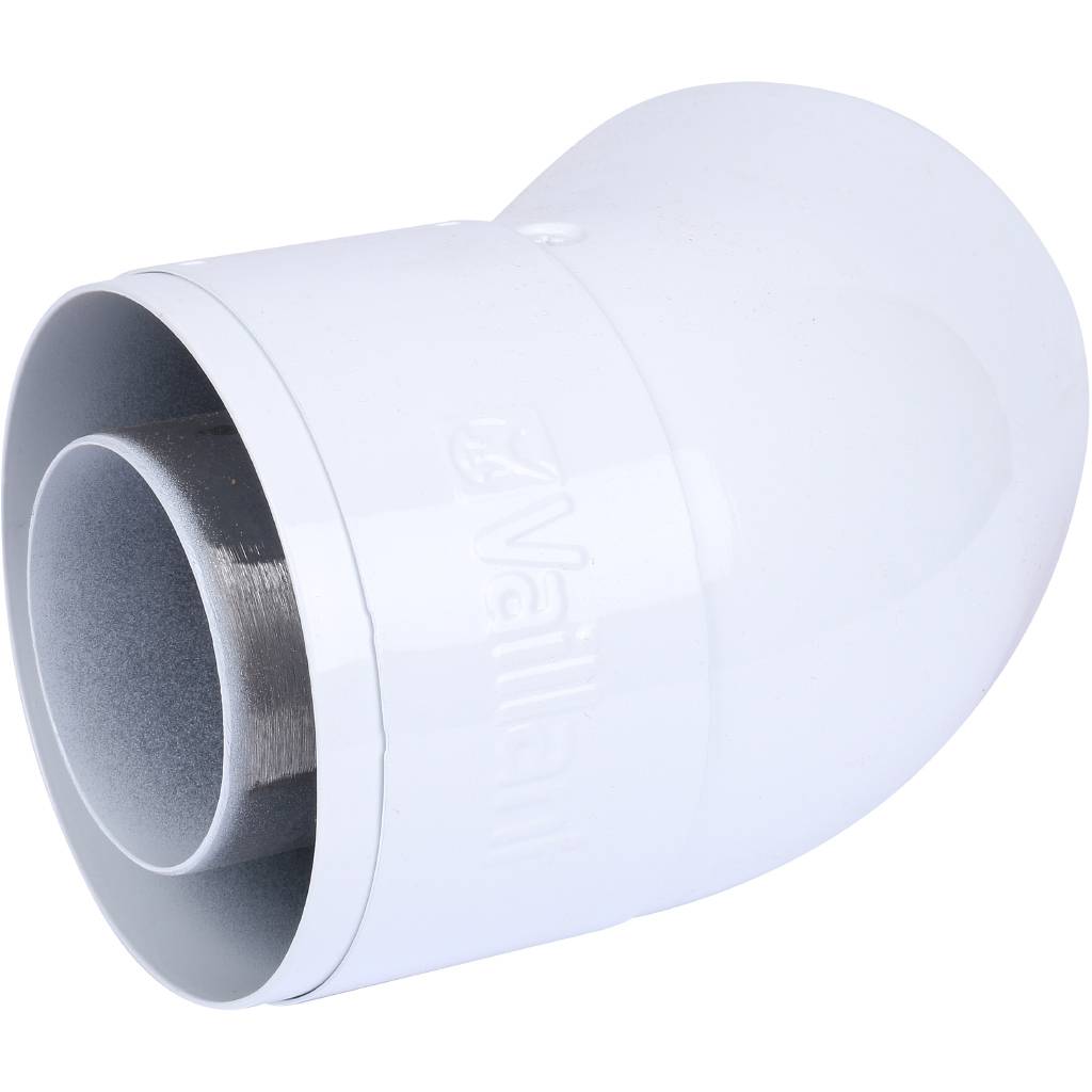 Отвод Vaillant 45° DN 60/100 в комплекте с соединительным хомутом (2 шт) белый