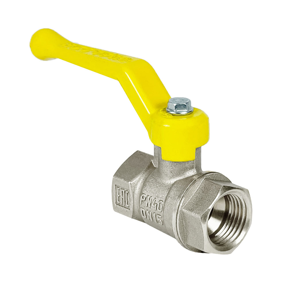 Кран шаровой VALFEX Ду32 ВР/ВР Ру40 для газа полнопроходной (никелированный, рычаг)