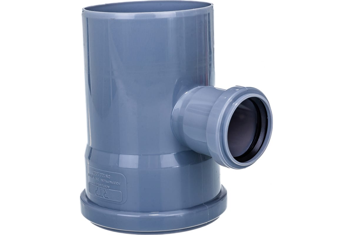 Тройник переходной РосТурПласт PP-H Дн110х50х87° для внутренней канализации (серый)