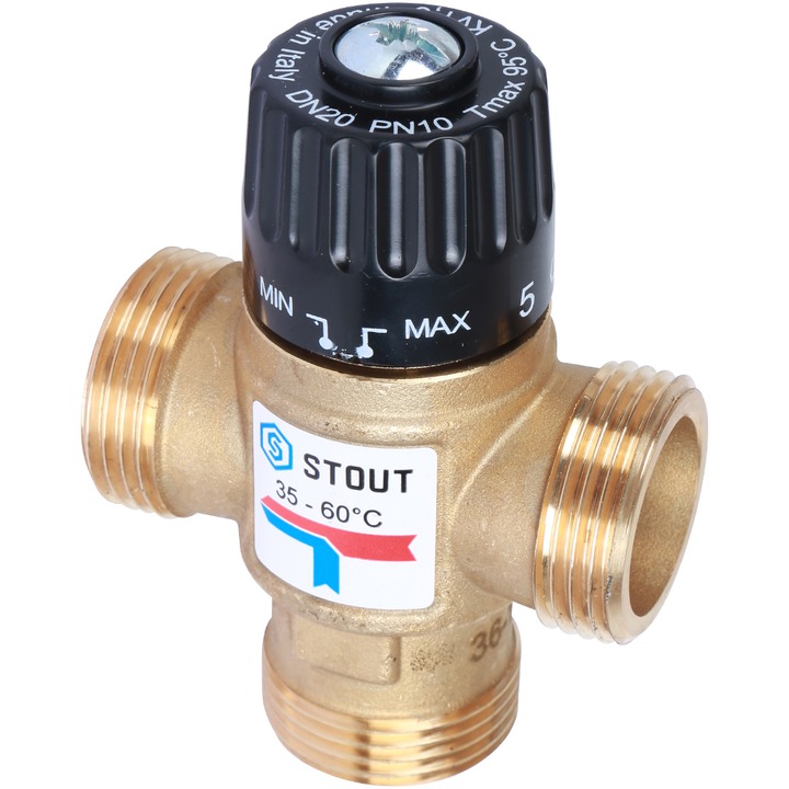 STOUT Термостатический смесительный клапан для систем отопления и ГВС 1" резьба Kvs 1,6