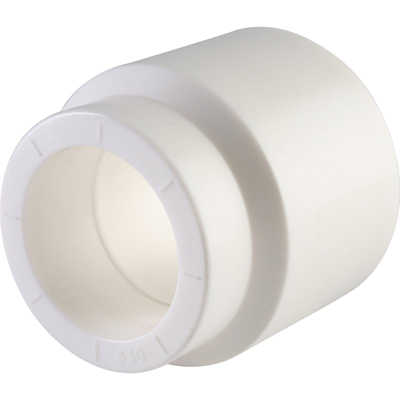 Муфта переходная Политэк 63x40 внутренняя/наружная для полипропиленовых труб (сварка) белая