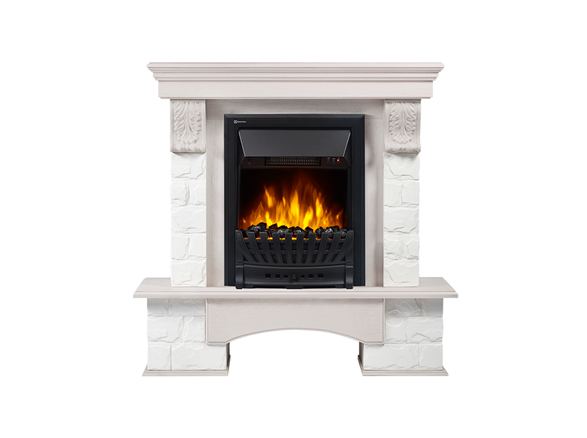 Портал Firelight Forte Classic (камень белый, шпон беленый дуб)