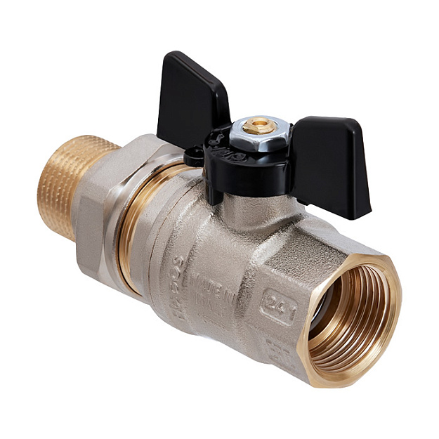 Кран шаровой Hoobs ORION 1 1/4" НР/ВР с американкой (бабочка черная)