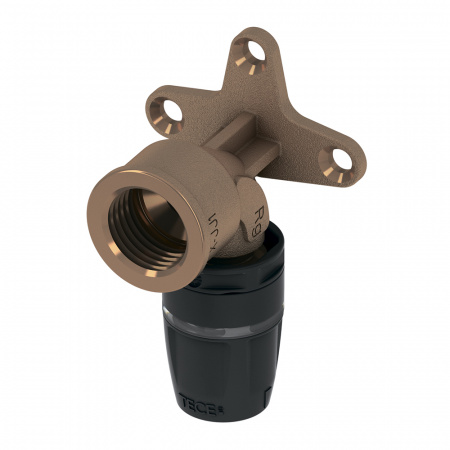 Уголок TECE TECElogo-Push 16х1/2 с настенным креплением внутренняя резьба (бронза)