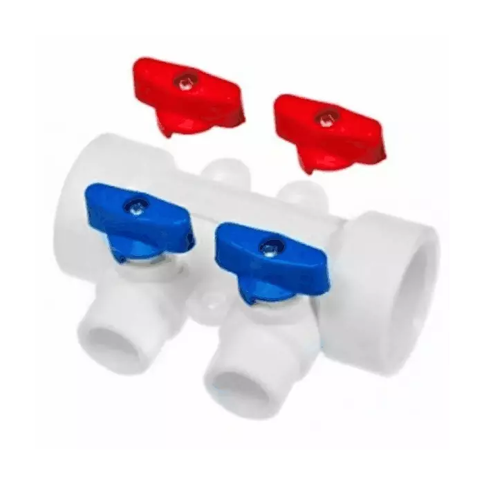 Коллектор РосТурПласт PP-R Дн40х20 на 2 выхода с кранами