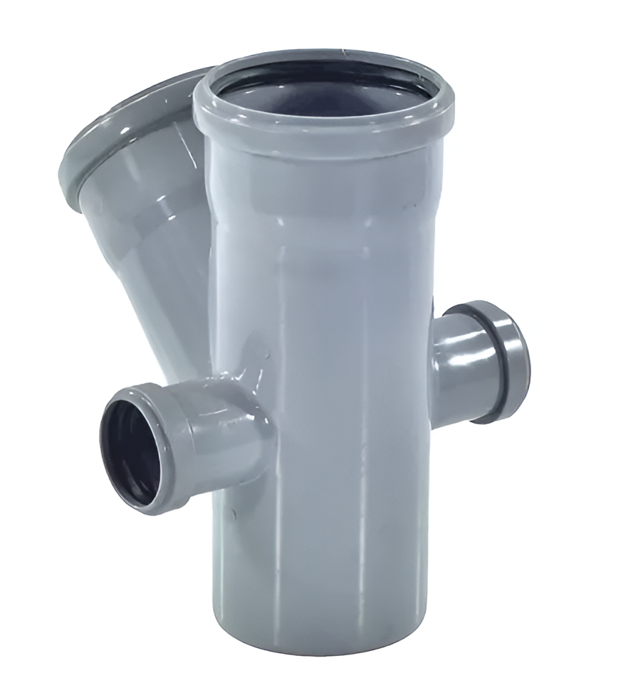 Крестовина двухплоскостная РосТурПласт PP-H Дн110х110х50х45° левая-правая (серый)