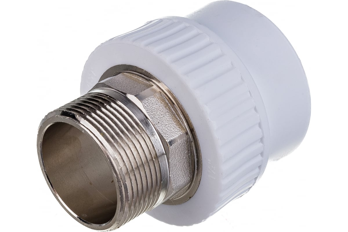 Муфта комбинированная РосТурПласт PP-R Дн63х2" НР под ключ (белая)