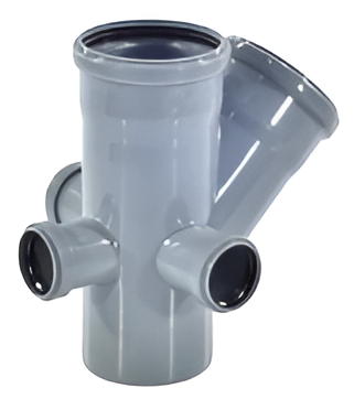 Крестовина двухплоскостная РосТурПласт PP-H Дн110х110х50х45° левая-правая-тыл (серый)