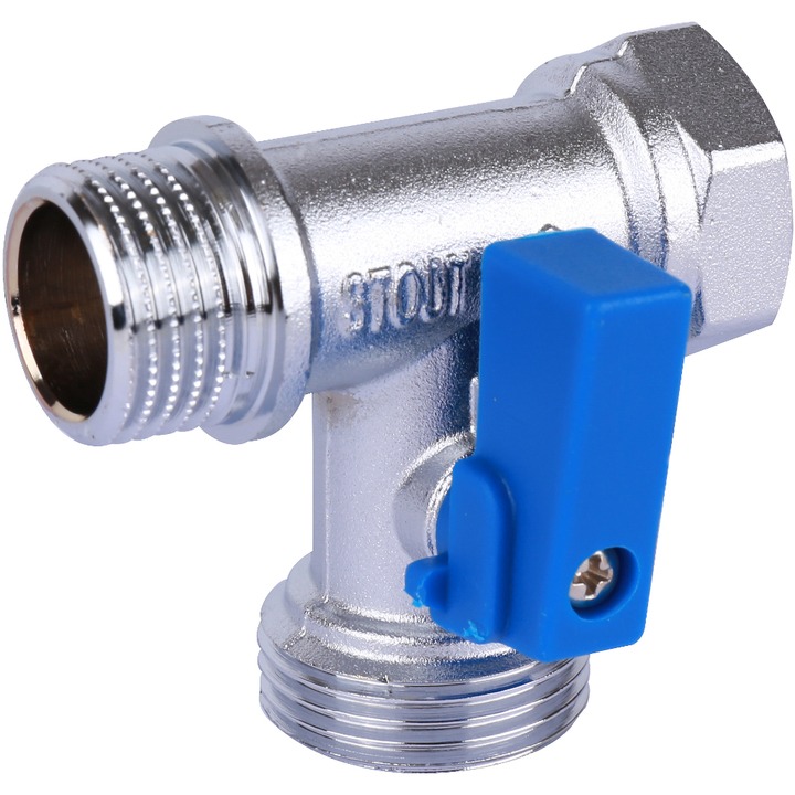 STOUT Кран шаровой проходной для стиральных и посудомоечных машин 1/2" х 3/4" х 1/2"