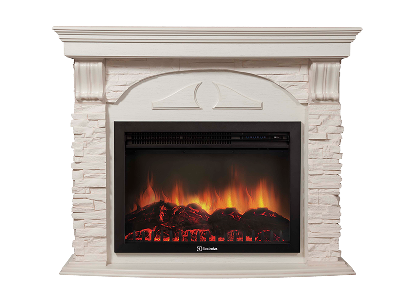 Портал Firelight Torre 30S (камень белый, шпон белёный дуб)