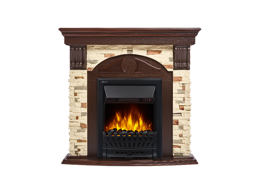 Портал Firelight Torre Classic (камень сланец натуральный, шпон темный дуб)