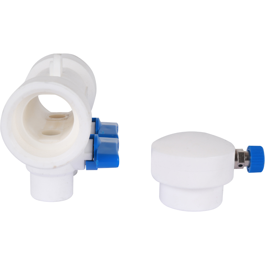 Kalde Коллектор с воздухоотводчиком и запорными кранами (2 выхода) цвет ручек синий