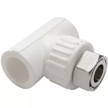 Тройник комбинированный VALFEX PP-R Dn20х3/4"х20 с накидной гайкой (белый)