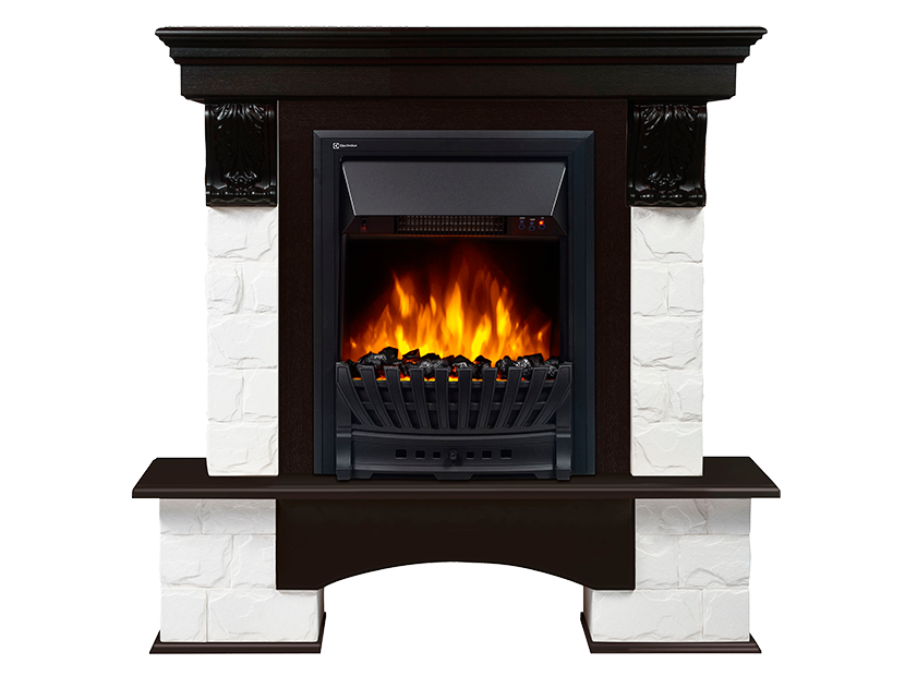 Портал Firelight Forte Classic (камень белый, шпон венге)