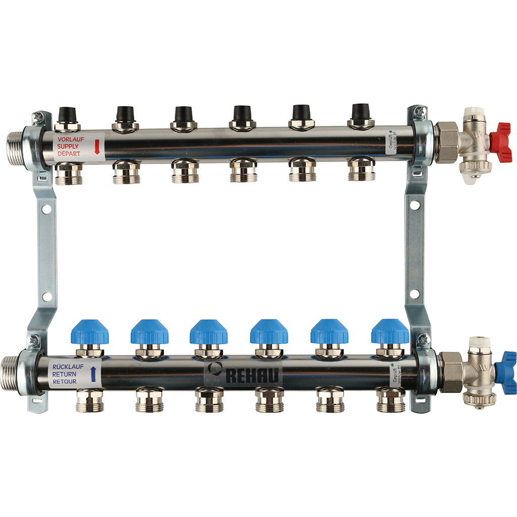 REHAU Распределительный коллектор HKV на 6 контуров (нерж .сталь)