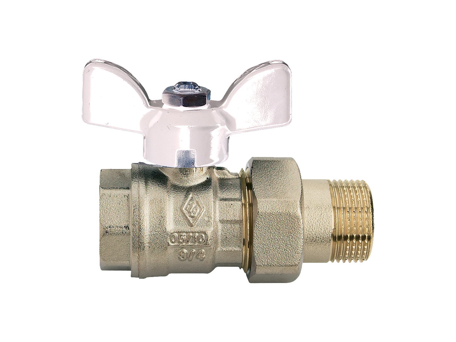 Кран шаровой RUBINETTERIE BRESCIANE UNI-SFER 4504 3/4" ВР/НР американка полнопроходной (бабочка)