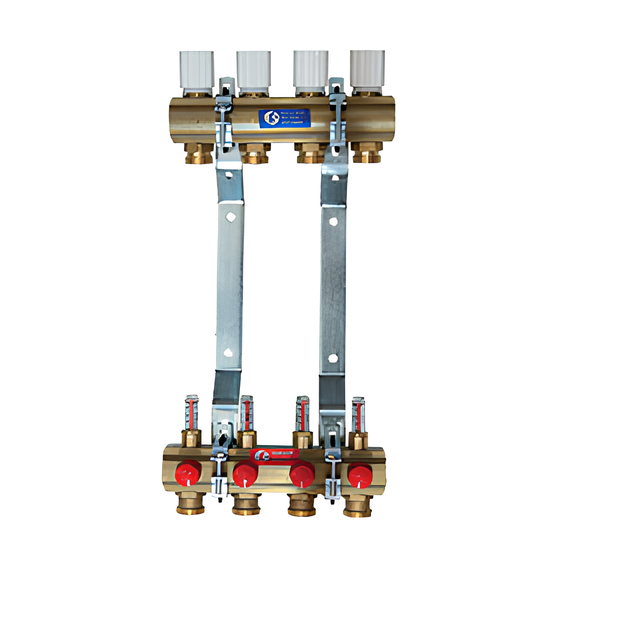 Коллекторная группа Giacomini R553K 1"х3/4" ЕК ВР/НР 4 выхода с расходомерами