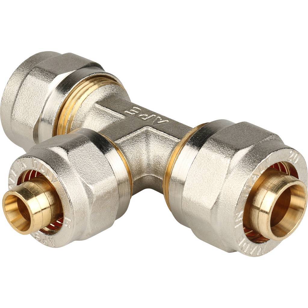 Тройник STOUT 20х16х20 переходной для металлопластиковых труб (винтовой)