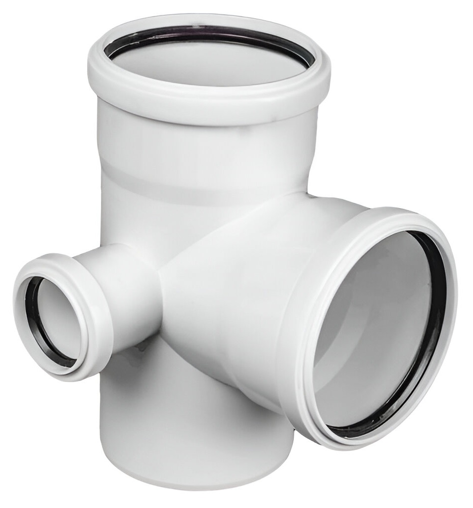 Крестовина двухплоскостная РосТурПласт PP-M Дн110х110х50х87° левая бесшумная канализация (белый)