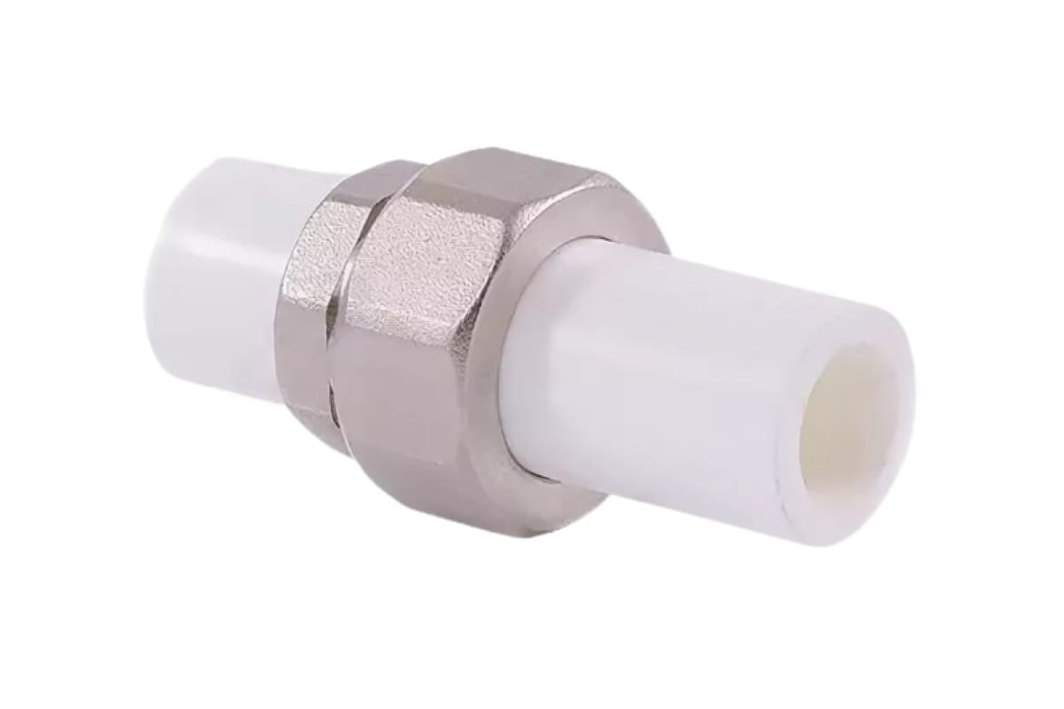 Муфта разъёмная РосТурПласт PP-R Дн20 наруж пайка (белая)