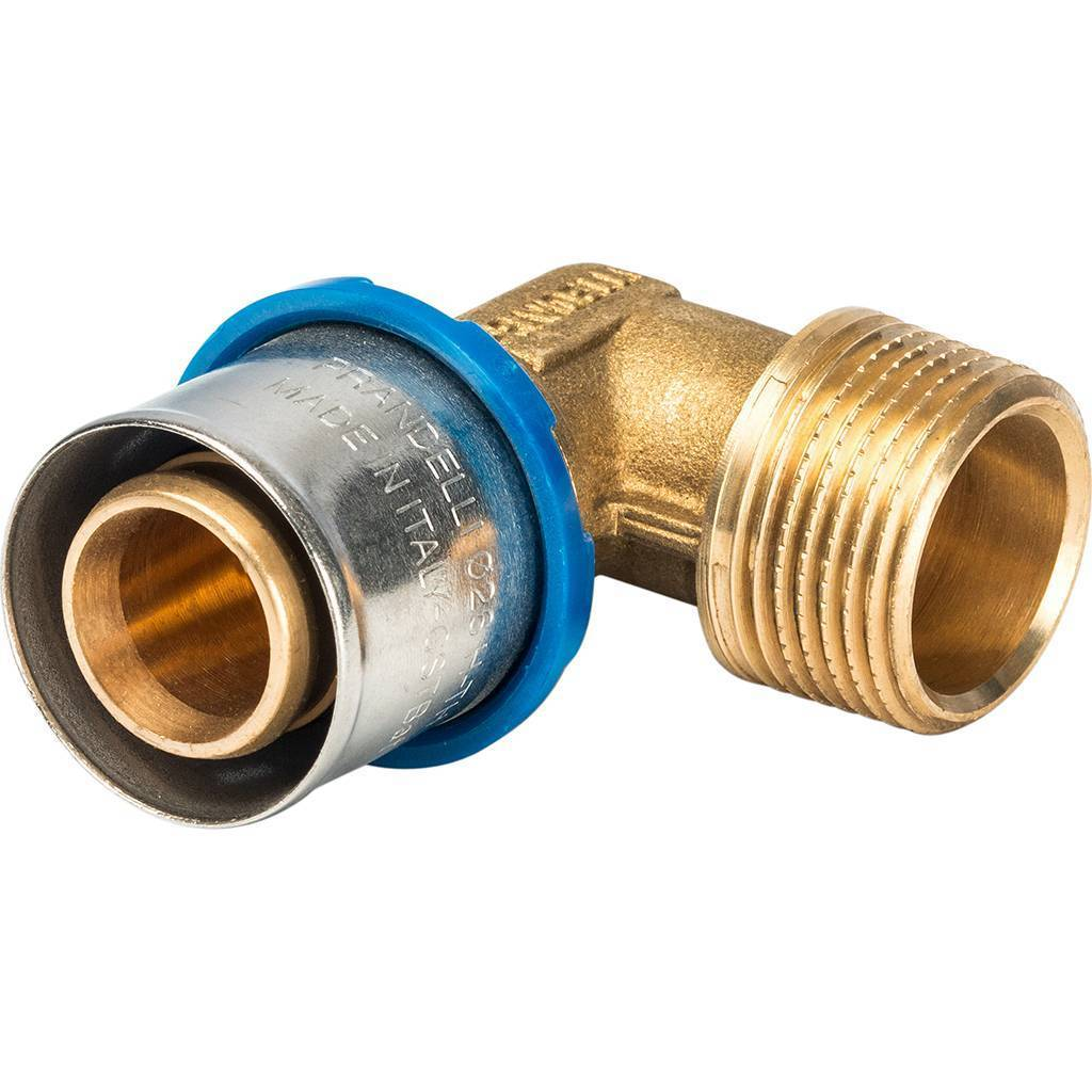 Угольник 90° Prandelli Multyrama 26х3,0x3/4" НР профиль H, TH, U для металлопластиковых труб