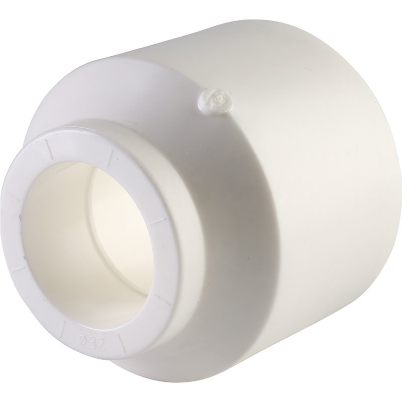 Муфта переходная Политэк 63x32 внутренняя/наружная для полипропиленовых труб (сварка) белая