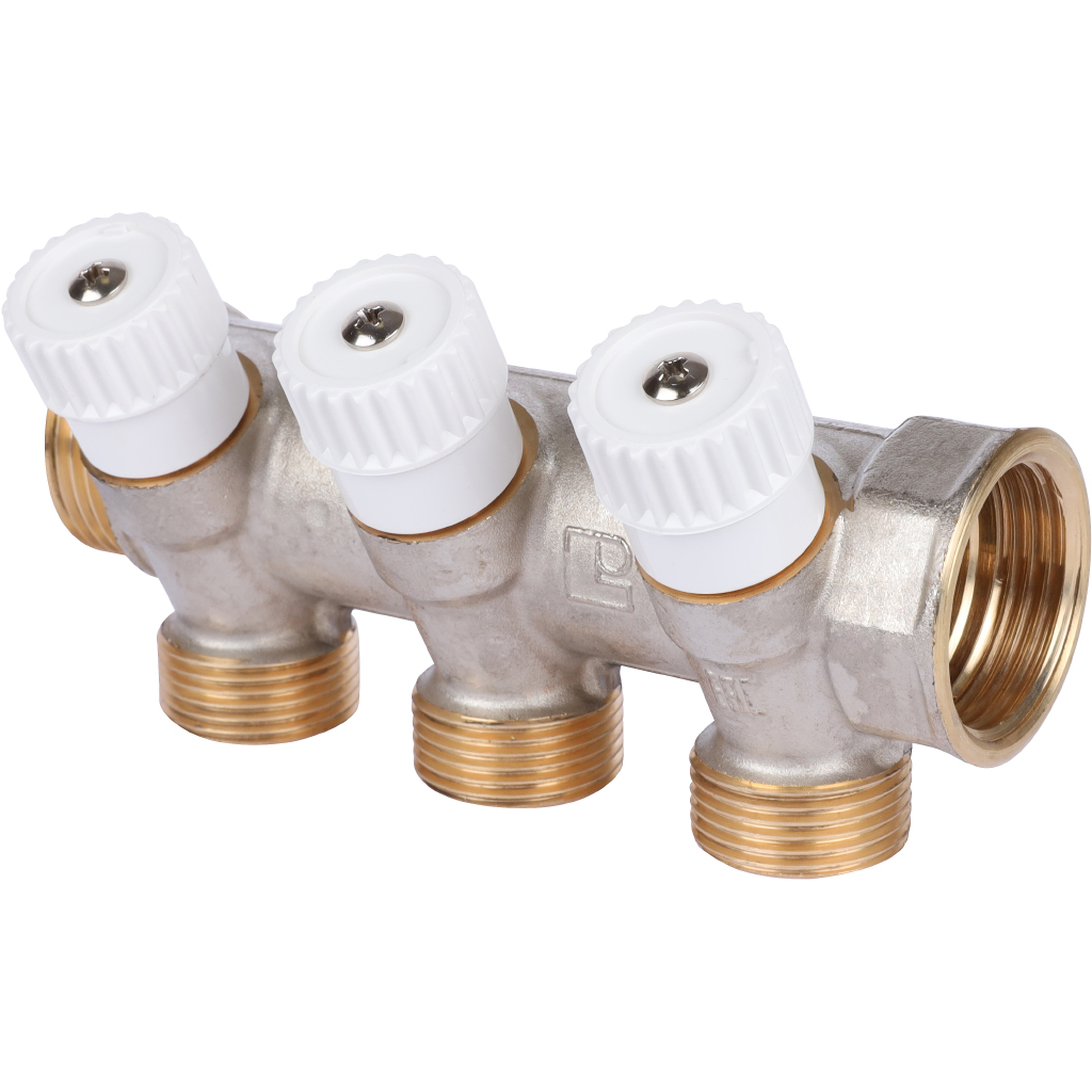 Коллектор Luxor CP 453 1"x3/4"EK на 3 выхода с перекрывающими кранам