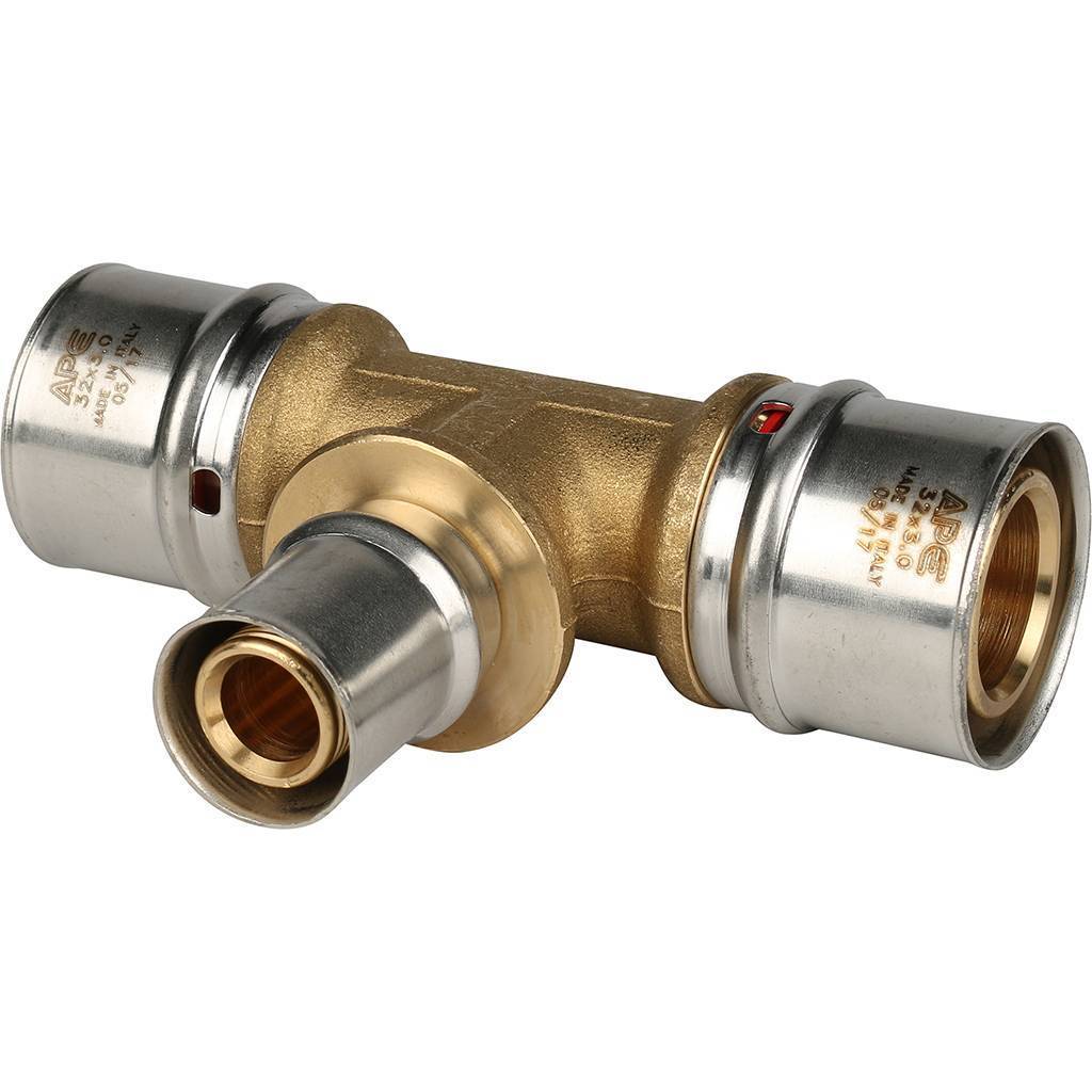 Тройник STOUT 32х20х32 переходной для металлопластиковых труб (прессовой)