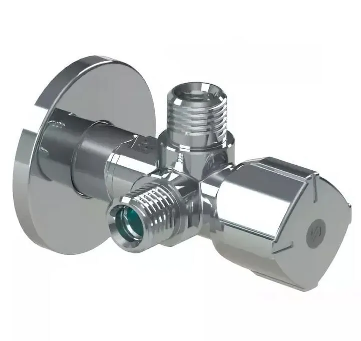 Двойной кран Arco TWIN 1/2"x1/2"x1/2" угловой трех-ходовой