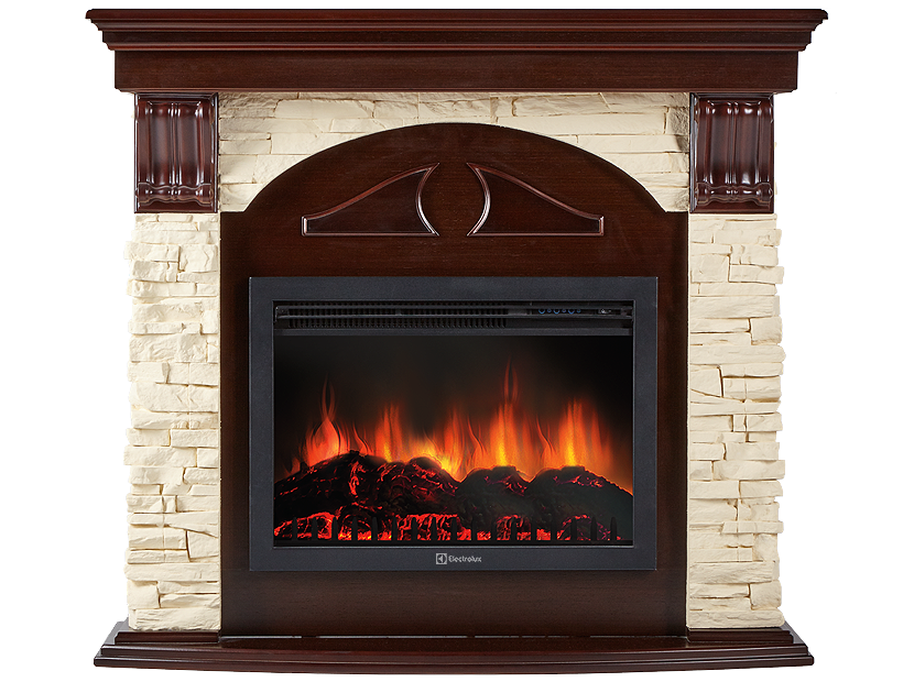 Портал Firelight Torre 30S (камень слоновая кость, шпон темный дуб)