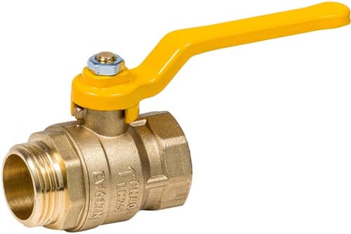 Кран шаровой Dist Эксперт Ду32 Ру40 ВР/НР для газа полнопроходной (рычаг желтый)