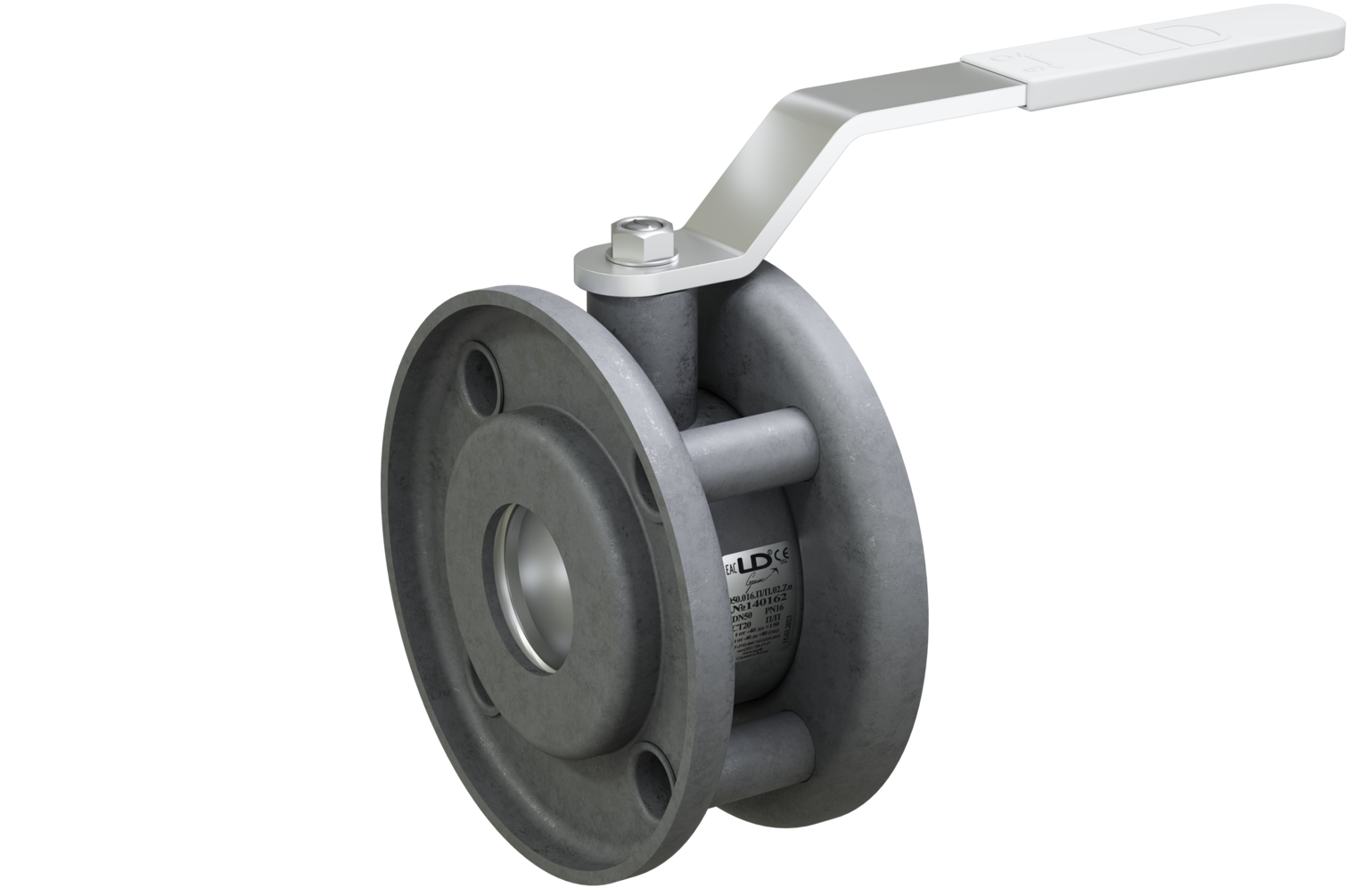 Кран шаровой LD Стриж Ду65 Ру16 L=92мм межфланцевый полнопроходной оцинкованный