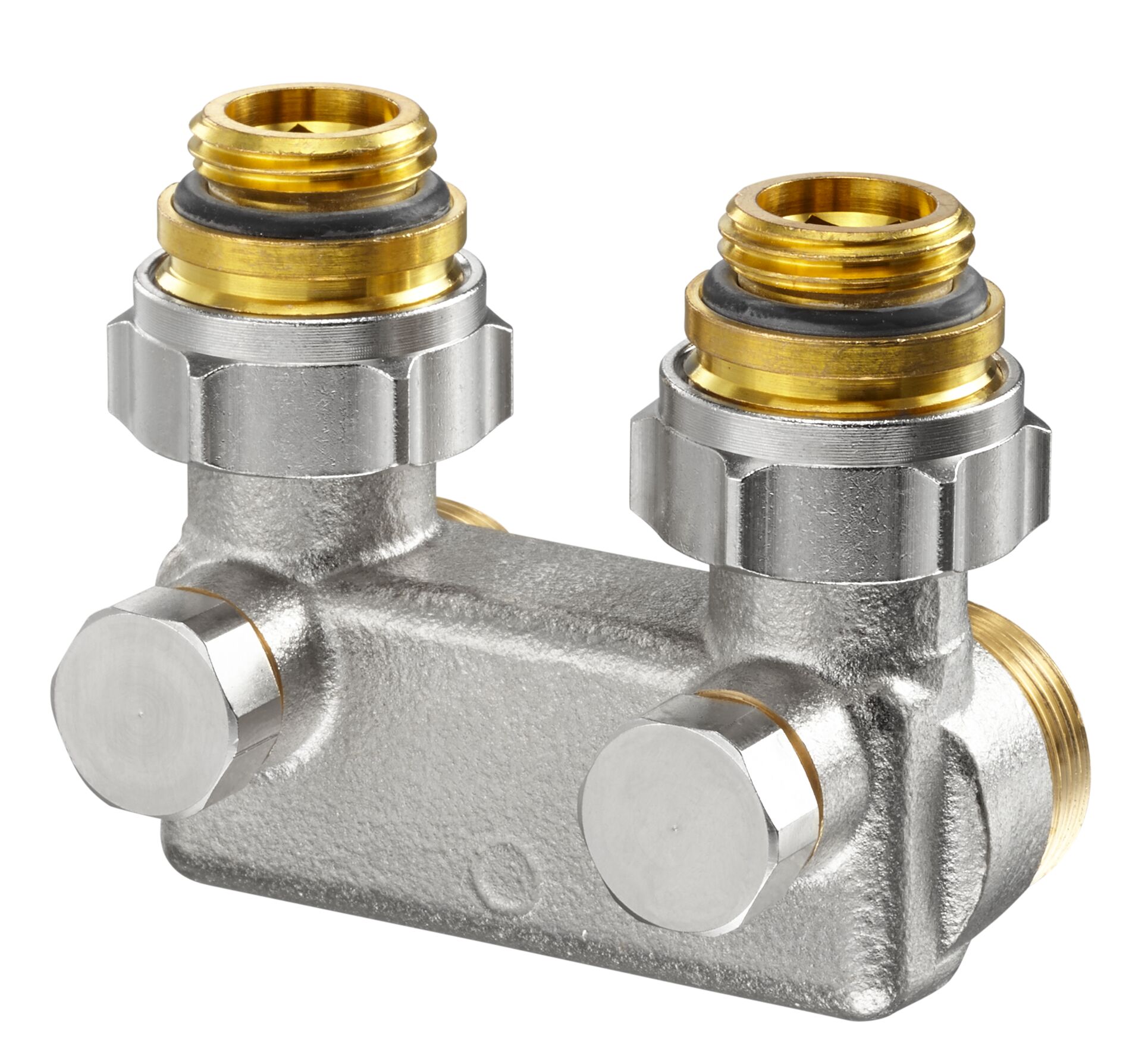 Узел перепускной OVENTROP 1/2НРx3/4НГ угловой с функцией отключения (межтрубное расстояние 50 мм)