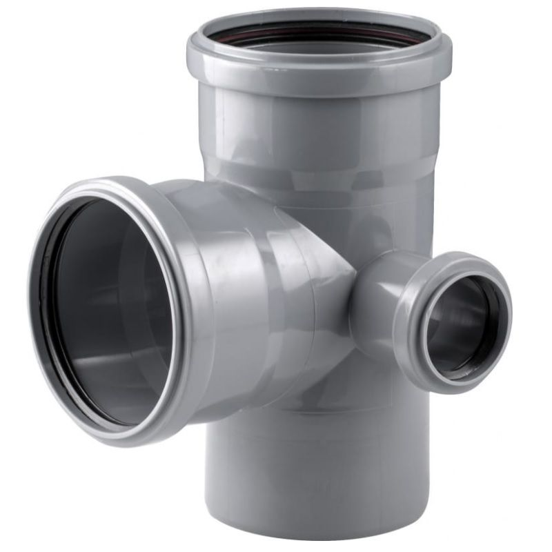 Крестовина двухплоскостная РосТурПласт PP-H Дн110х110х50х87° правая (серый)