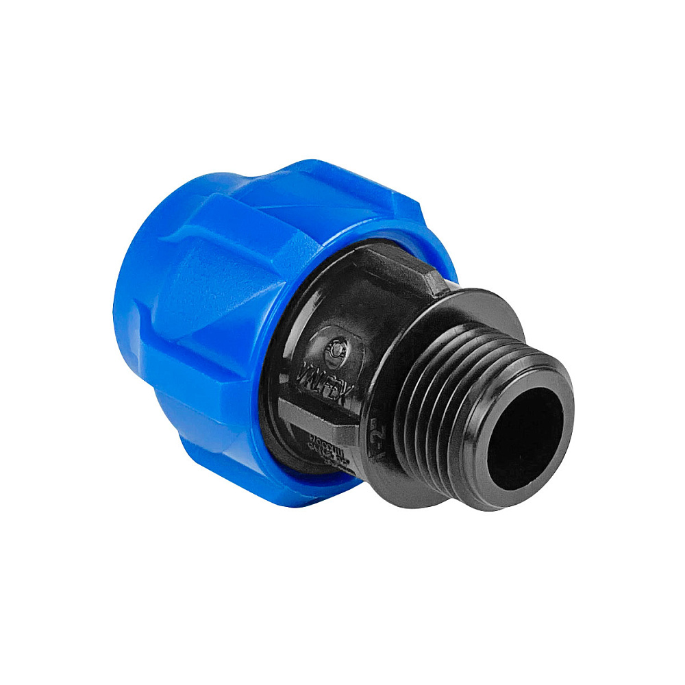 Муфта компрессионная соединительная VALFEX ПНД Дн50х1 1/4" НР Ру16