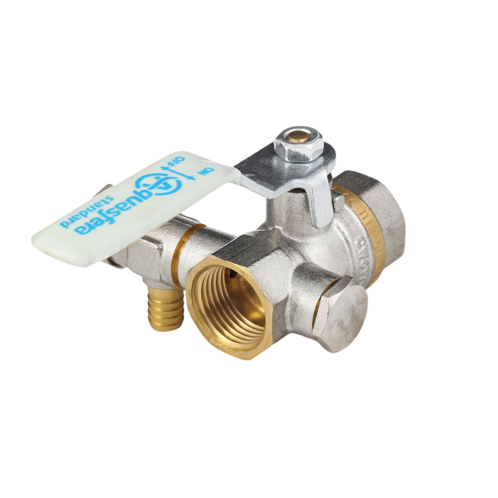 Кран шаровой Aquasfera 1112 Standard Ду15 Ру40 ВР 1/2" со спускником полнопроходной (рычаг белый)