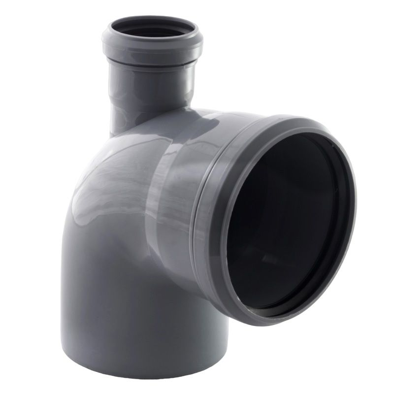 Отвод РосТурПласт PP-H Дн110х50х87° фронт-вверх внутренняя канализация (серый)
