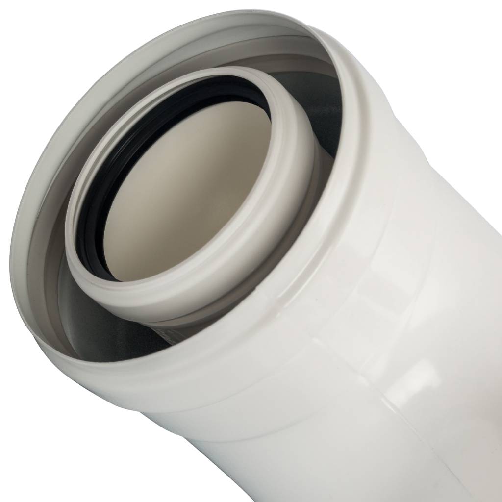 Элемент дымохода STOUT DN60/100 м/п конденсационный колено/адаптер 90° (совместим. с Baxi,Viessmann)