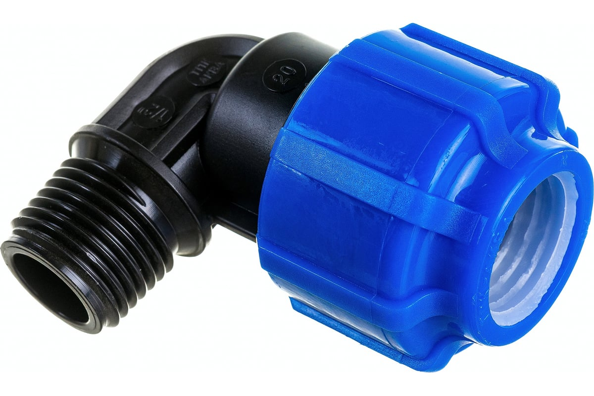 Отвод компрессионный ТПК-АКВА ПЭ Дн20х1/2"х90° НР