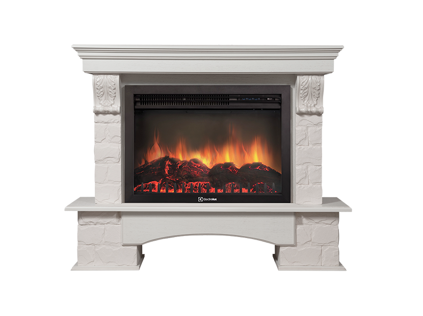 Портал Firelight Forte 30S (камень белый, шпон белёный дуб)